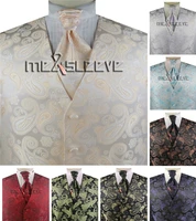 handsome classic mens formal wear paisley vest with pastrone set