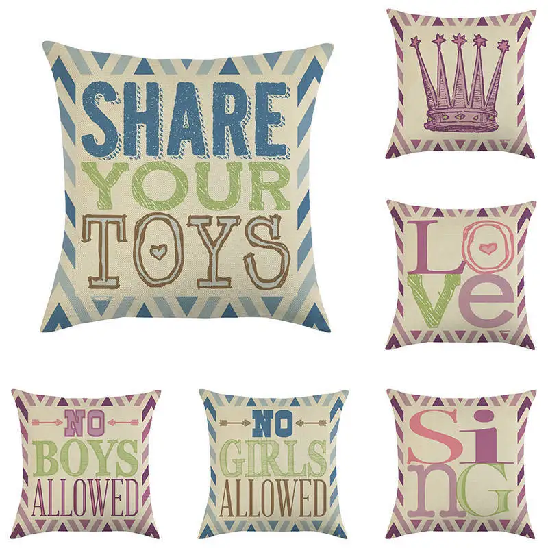 Подушки для дивана с короной и английскими буквами розовые декоративные подушки