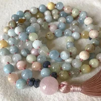 morganite aquamarine 108 buddha beads bracelet necklace national style elegant spirituality cuff restore relief wristband