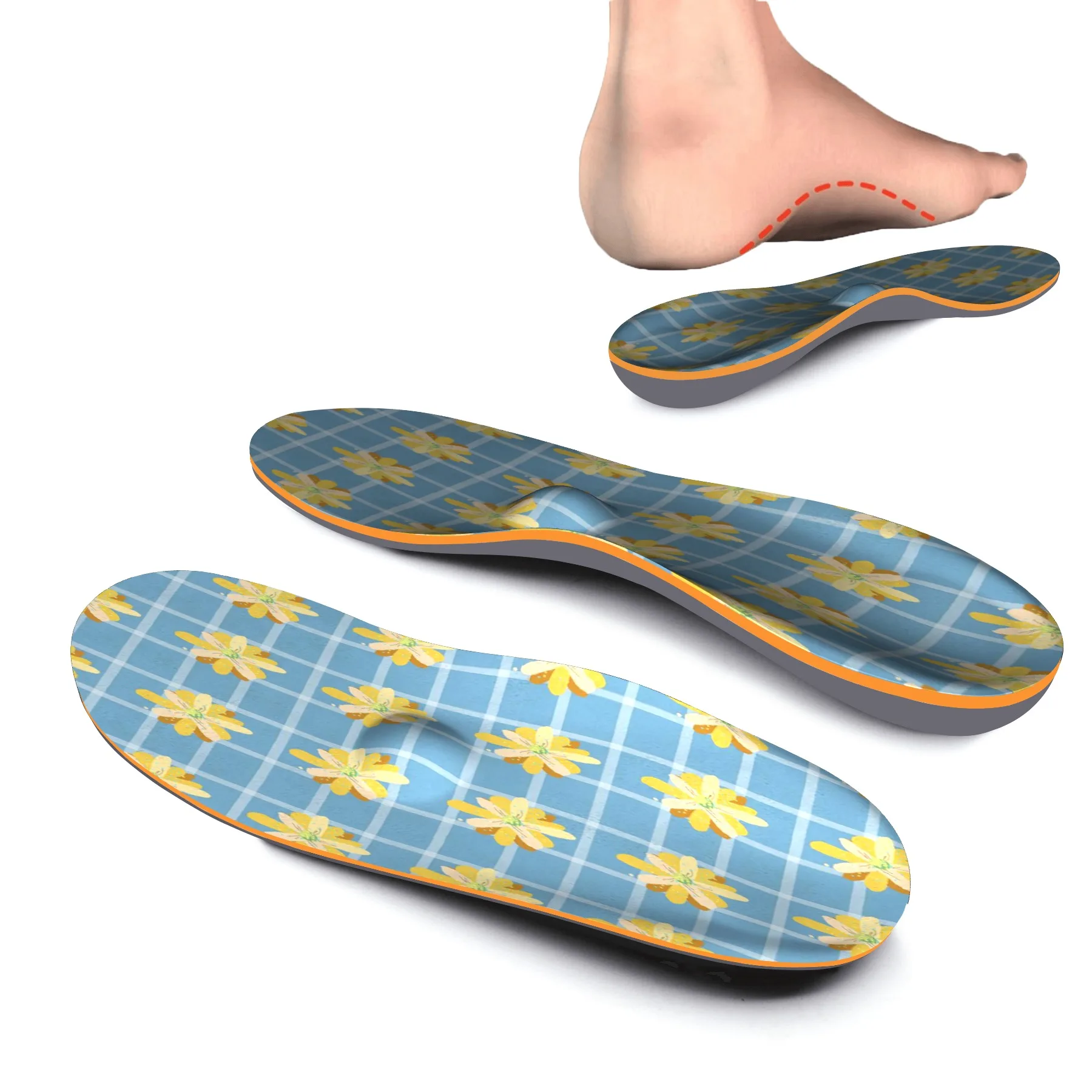 iFitna Flower Design Orthopedic Inserts with Arch Support Insoles Relief Foot Pain for Plantar Fasciitis,Running,Flat Feet