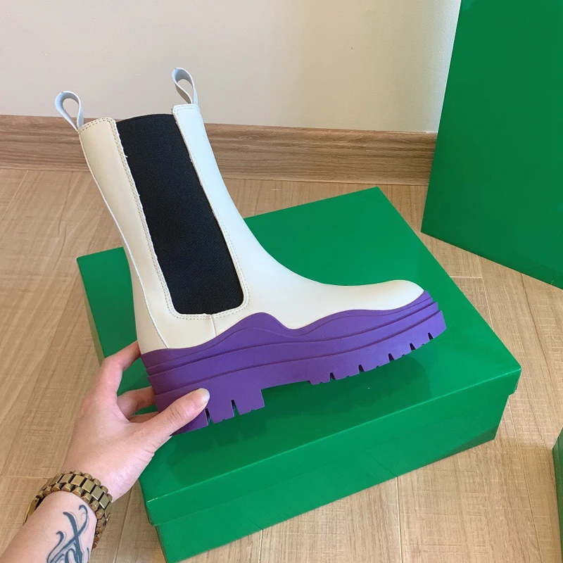 Роскошные Брендовые женские нескользящие Ботинки Челси с круглым носком на