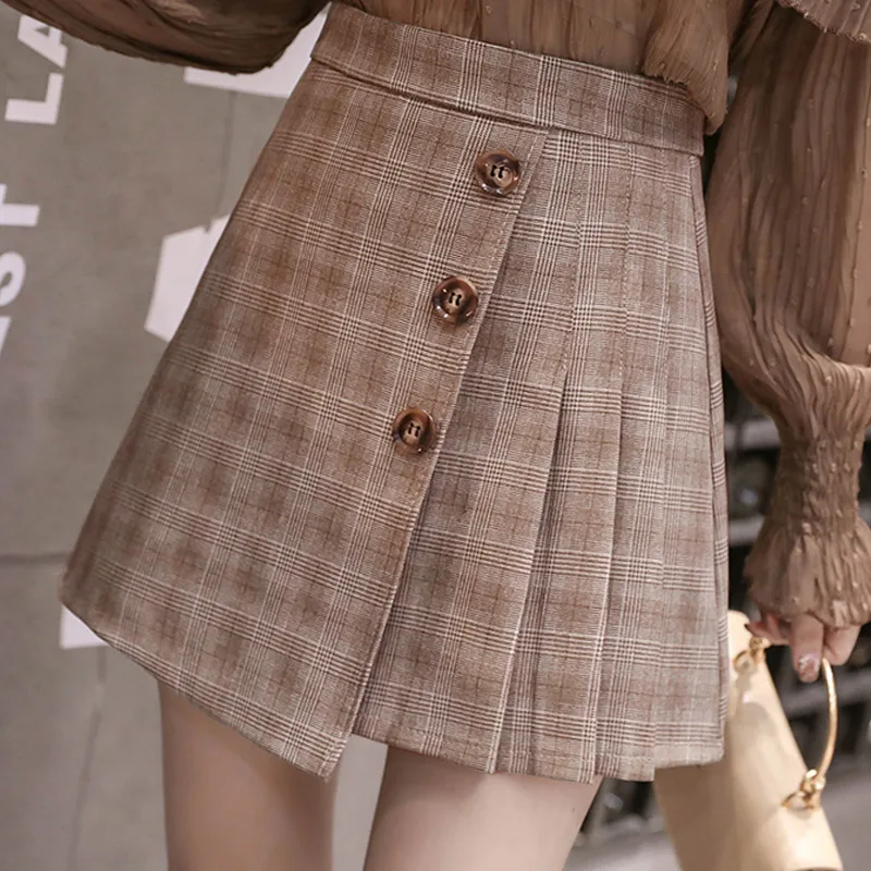 Юбки faldas mujer женские осенне-зимние moda harajuku плиссированные клетчатые плисады клетчатые Мини Короткие микро сексуальные пляжные юбки