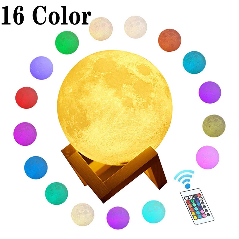 2/16 цветов лунный светильник фото/текст на заказ индивидуальная Лунная usb зарядка