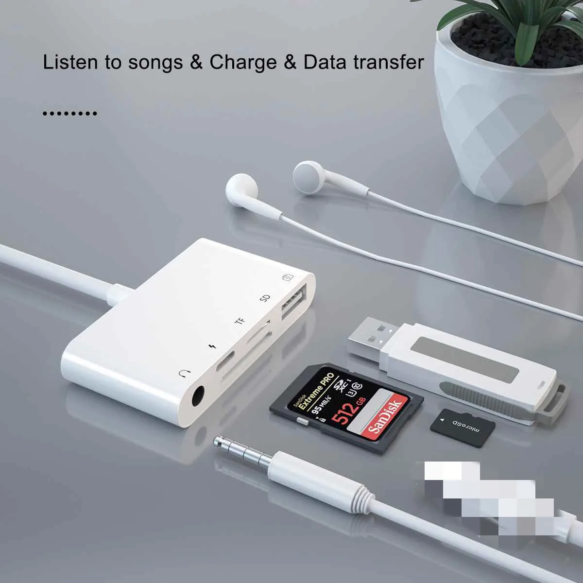 Sindvor 5 в 1 TF SD кардридер для Lightning к USB OTG адаптер iPhone поддержка MIDI клавиатура мышь