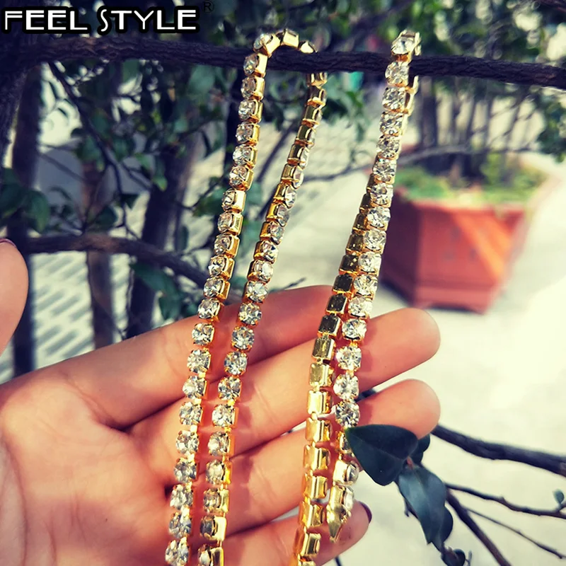 5 мм 60 см блестящая цепочка со льдом сплав стразы для тенниса длинная