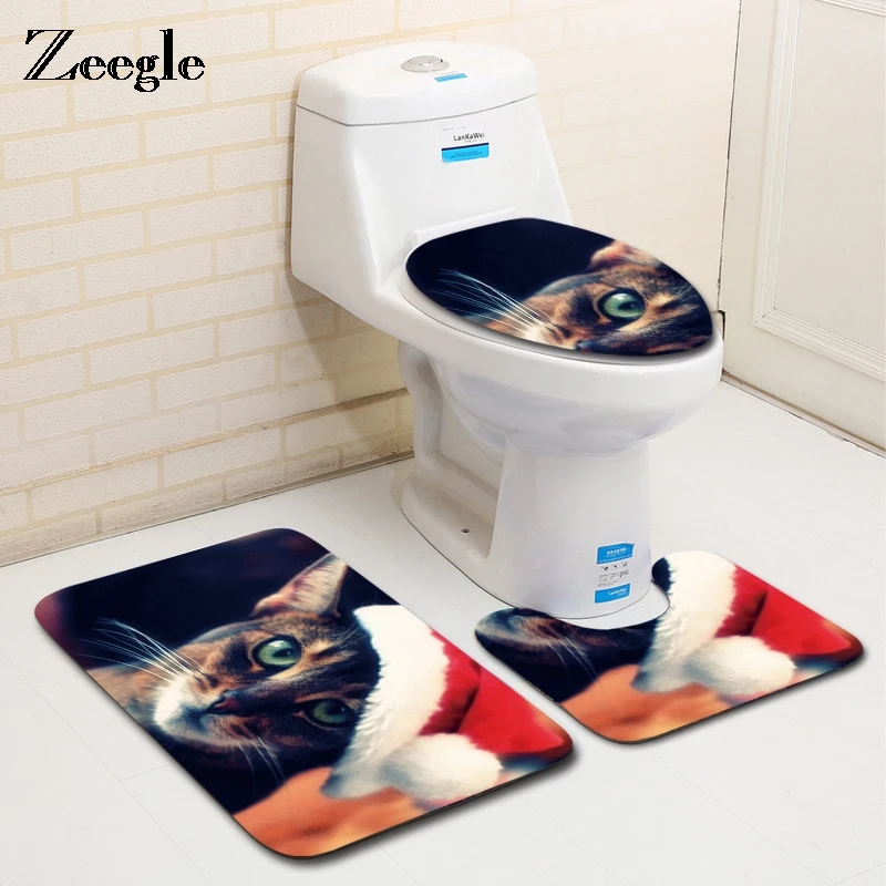 Zeegle 3 вeщи рoждeствeнский Декор впитывающие коврики для ванной коврик набор