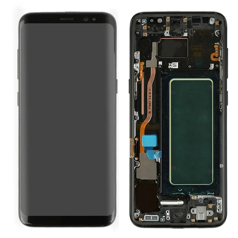 Samsung-pantalla t&aacute;ctil LCD con marco para tel&eacute;fono m&oacute;vil inteligente, marco de montaje adhesivo con marco de SM-G950F G950U, S8 Plus, G955F, G955U, color rojo, Original-0