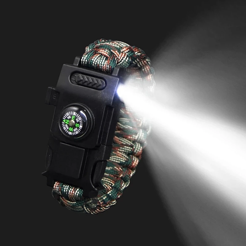 

4mm Survival Paracord Bracelet LED Multi-function Bracelet Survive Outdoor Emergency 550 Paracord Camping Hiking Rscue Hand Rope