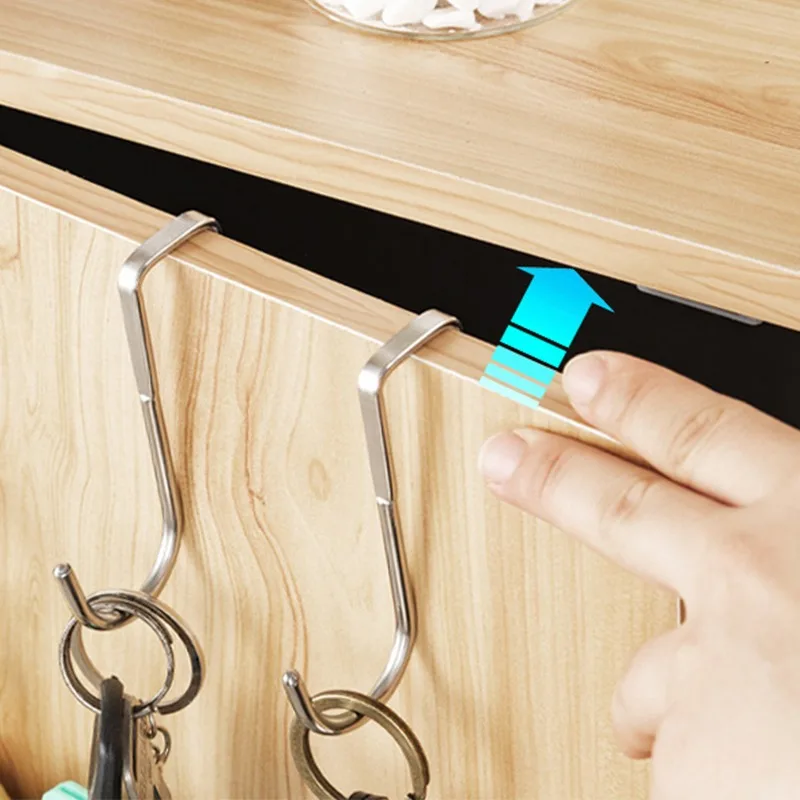 

Stainless Steel S-type Door Hanger Hooks Free Punch Key holder Clothes rack Cabinet Towel Hooks for Bathroom Kitchen organizer