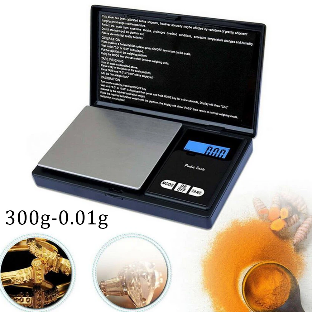 

0.01-300g Digital Portable Electronic Scale Pocket High Precision Kitchen Jewelry Gold Balance Weight Gram Weighting Backlight