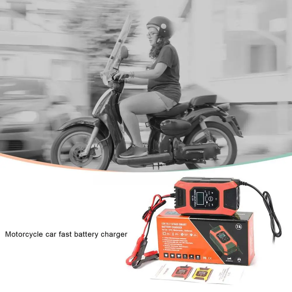 

12V/7A Motorcycle Automatic Fast Battery Charger Portable Smart Fast Car Motorcycle Battery Car Accessories EU