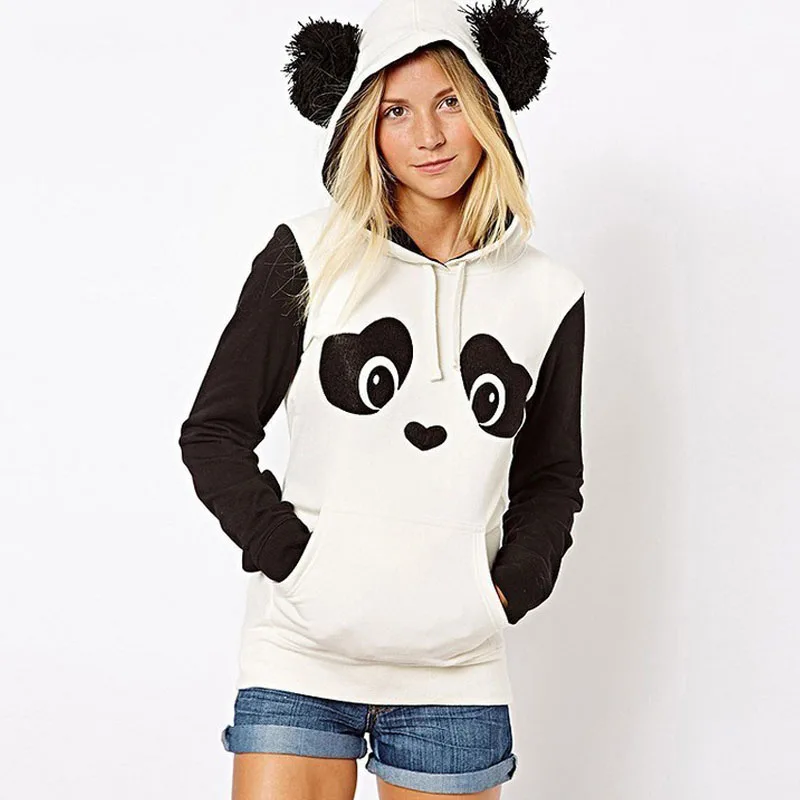 Новинка европейская одежда в стиле хиппи с принтом милой панды черно белая