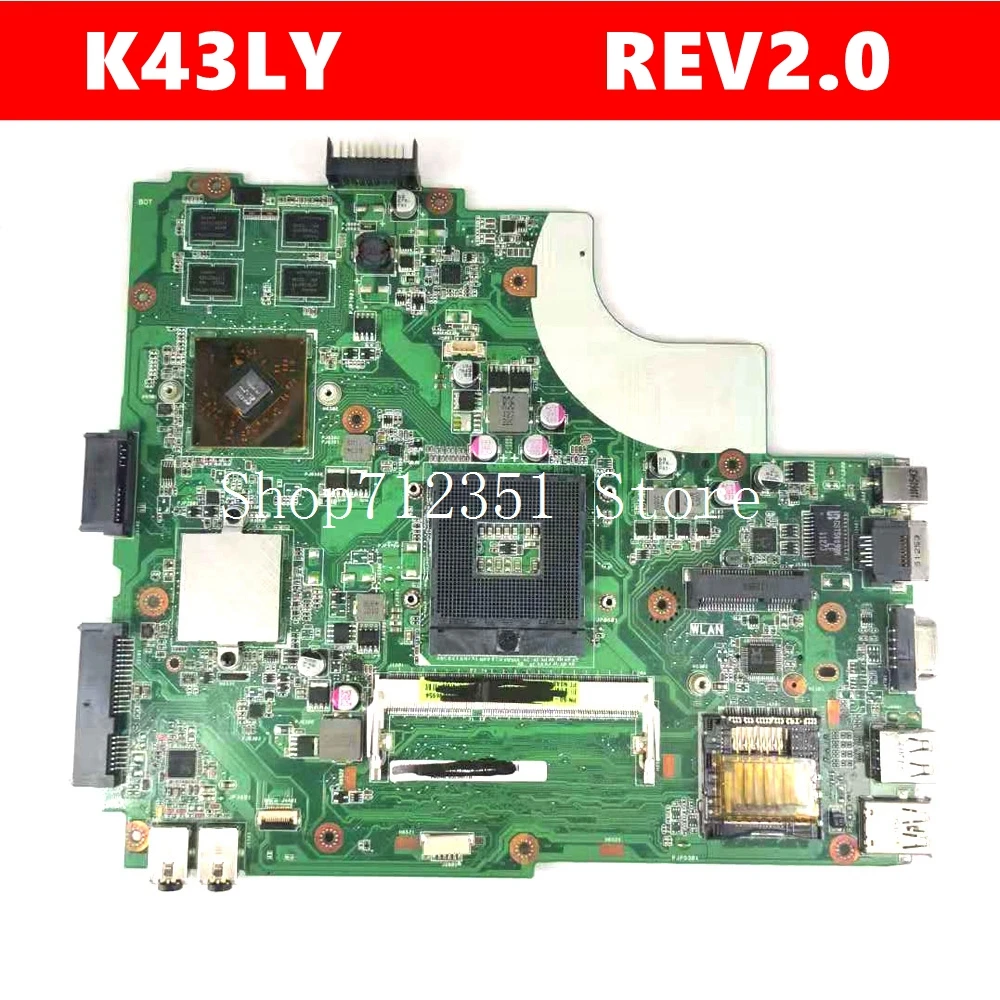 

K43LY HD7400 Mainboard REV2.0 For ASUS K43LY A43LY X84HR K84HR Laptop Motherboard HM65 DDR3 100% Tested free shipping