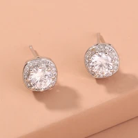 earrings with diamonds square flower shaped diamond earrings fashion temperament zircon jewelry