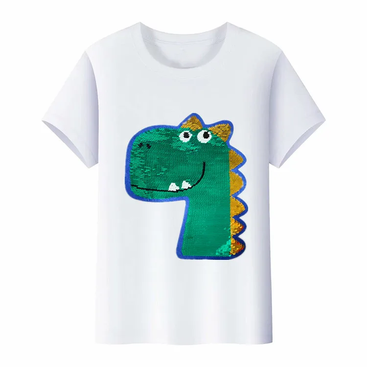 Детская одежда 2021 летняя детская футболка из хлопка с блестками и мультяшным