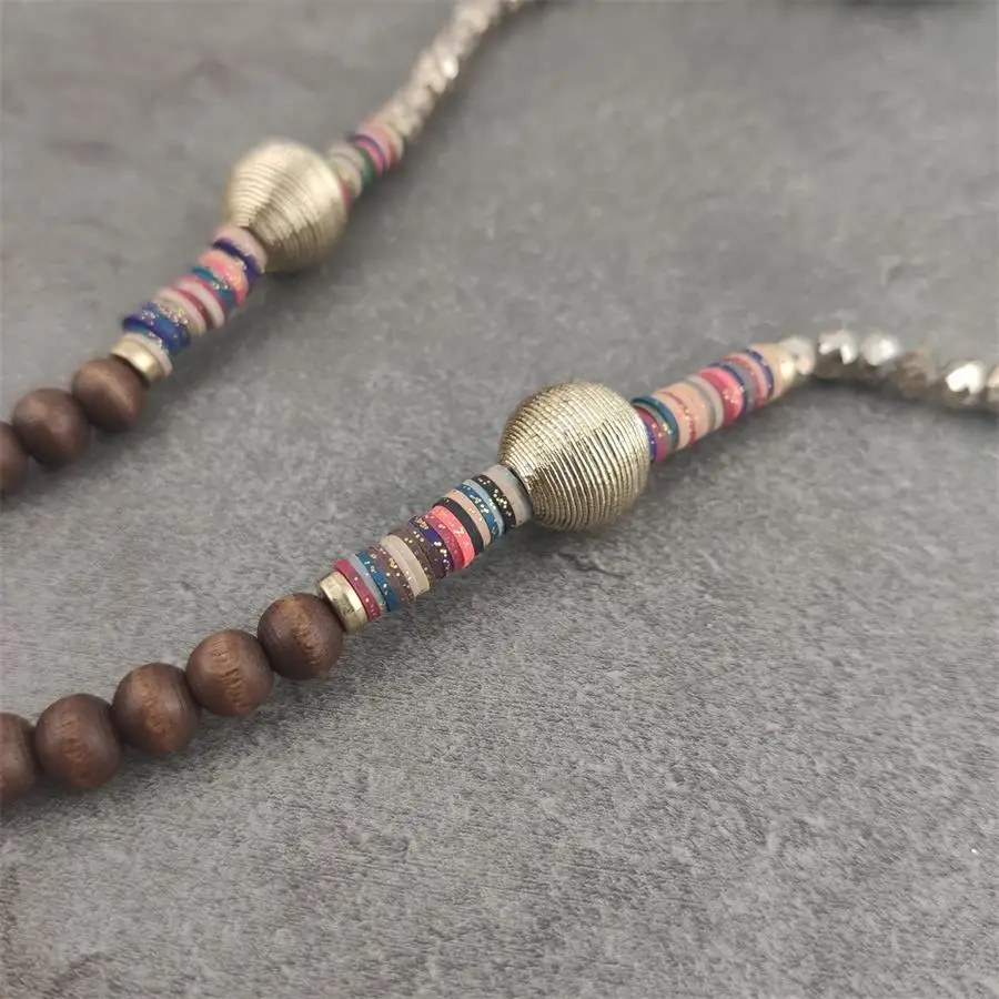 Коричнево-золотистые новые женские очки с деревянными бусинами солнцезащитные