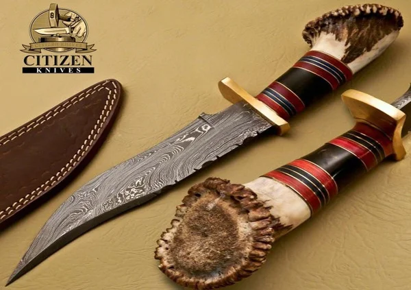 Оловянный нож из дамасской стали для охоты Bowie|Таблички и знаки| |