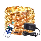 Светодиодная гирлянда с дистанционным управлением, приглушаемый светильник с серебристой проволокой, праздничное Рождественское украшение, 12 В, 10 м, 20 м, 30 м