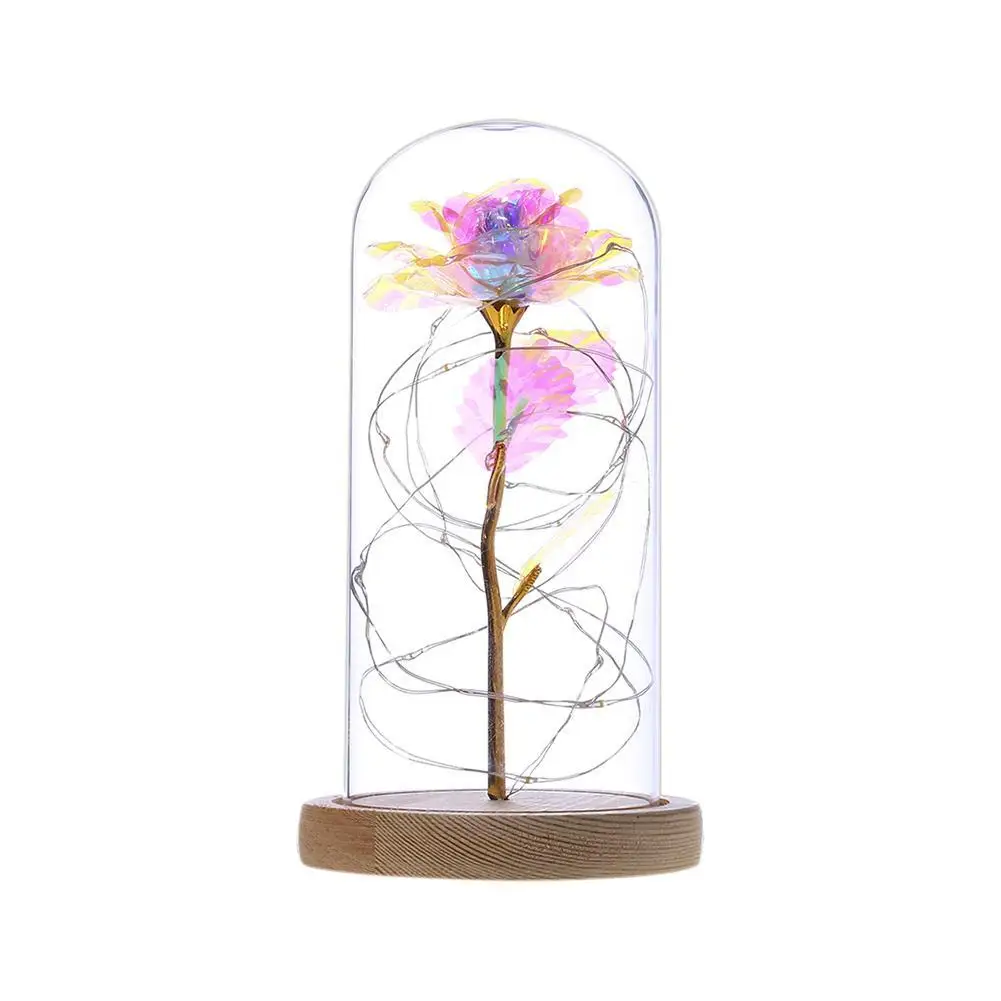 

Simulation Rose Flower Glass Dome LED Night Light Valentine Day Lamp Ornament