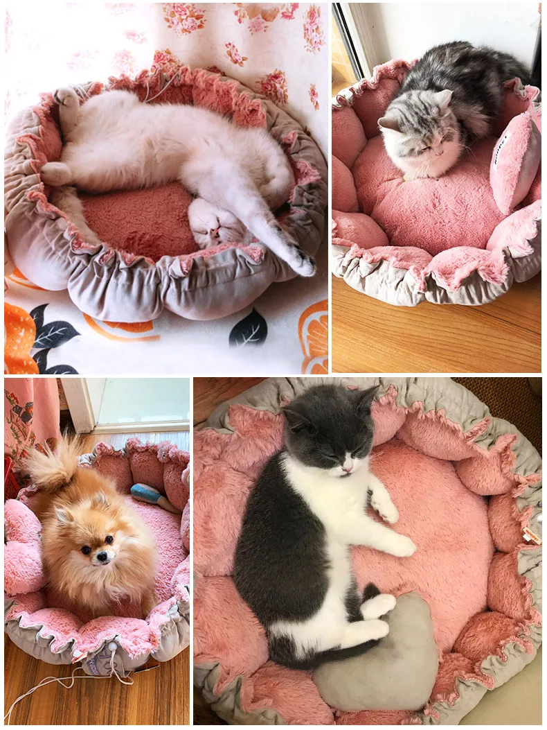 Милая розовая кровать HOOPET Cat теплая для щенков собак коврик кровати на осень/зиму