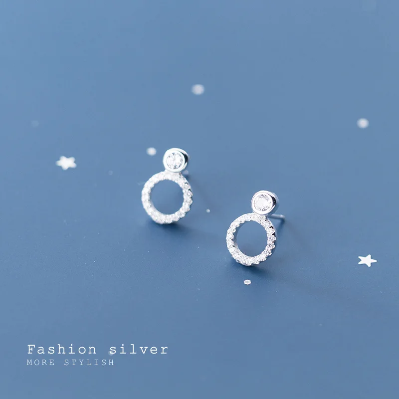 

La Monada Small Woman Earring Minimalist Round Circle 925 Silver Jewelry Female Fashion Silver Stud Earrings For Women Girls