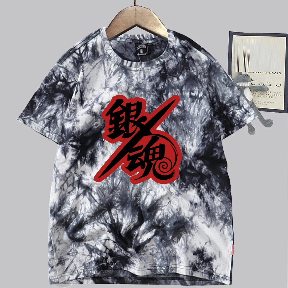 

Man Gintama Anime Fashion Short Sleeve Round Neck Tie Dye T-shirt
