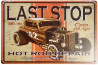 erlood last stop hot rod repair retro decorative metal tin sign