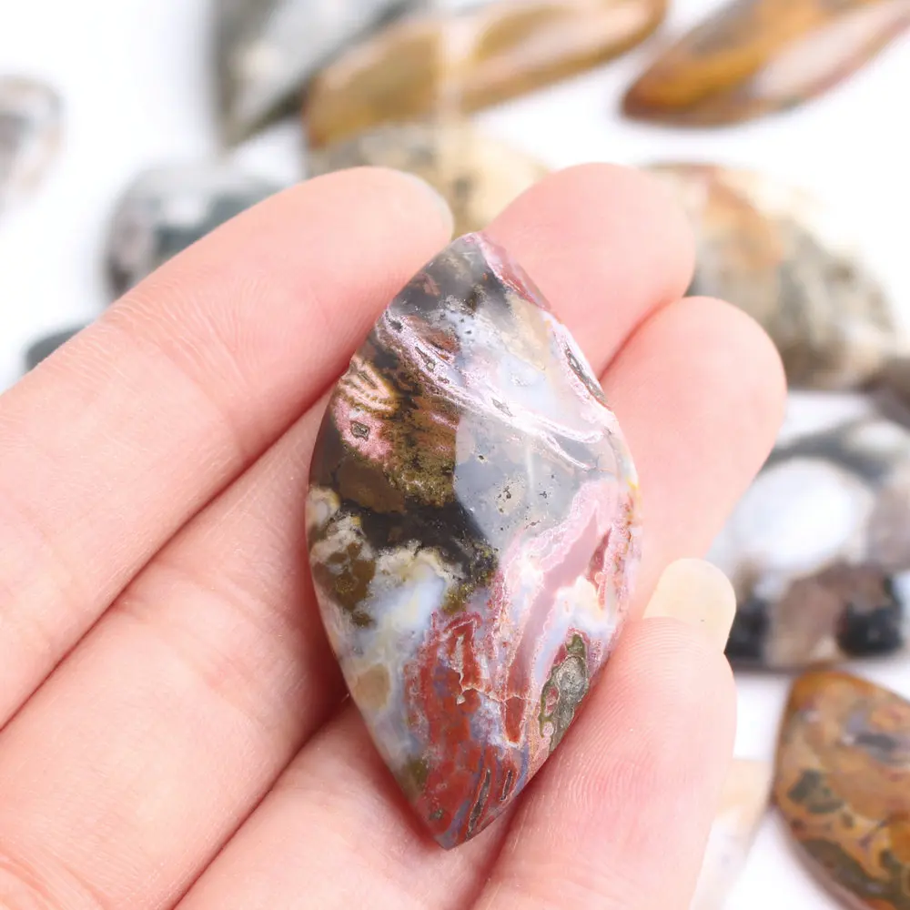 

5pcs /10pcs Natural Ocean Jasper Freeform Shaped Pendant Polished Jewelry Making Stones Reiki Gift Random delivery