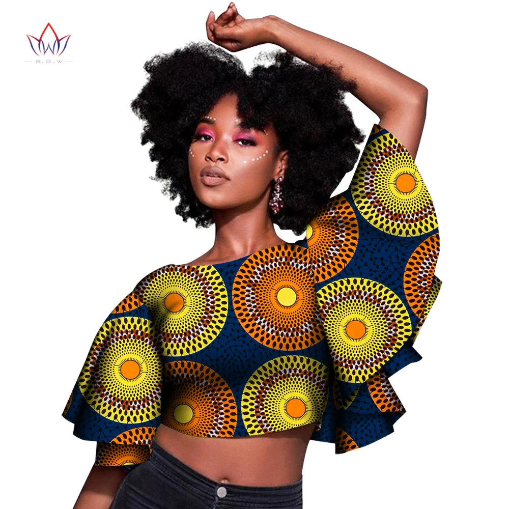 African Maxi Top For Women Traditional Summer Sexy Short Blouse 2021 Casual Puff Sleeve Small Shirts femme Crop Tops Wy8135