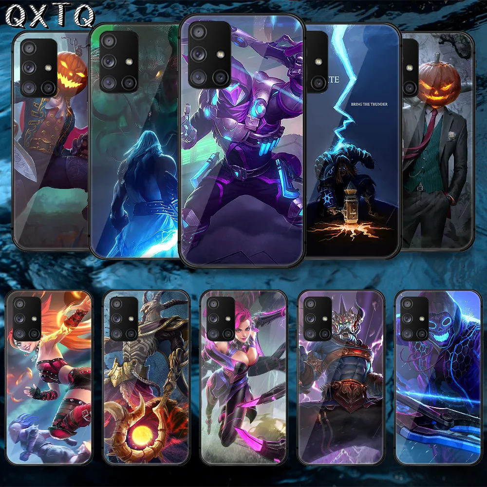 

Hot Games Smite Tempered Glass Phone Case Bag Cover For Samsung Galaxy A 10 12 20E 21 30 32 50 40 51 52 70 71 72 Black Bumper