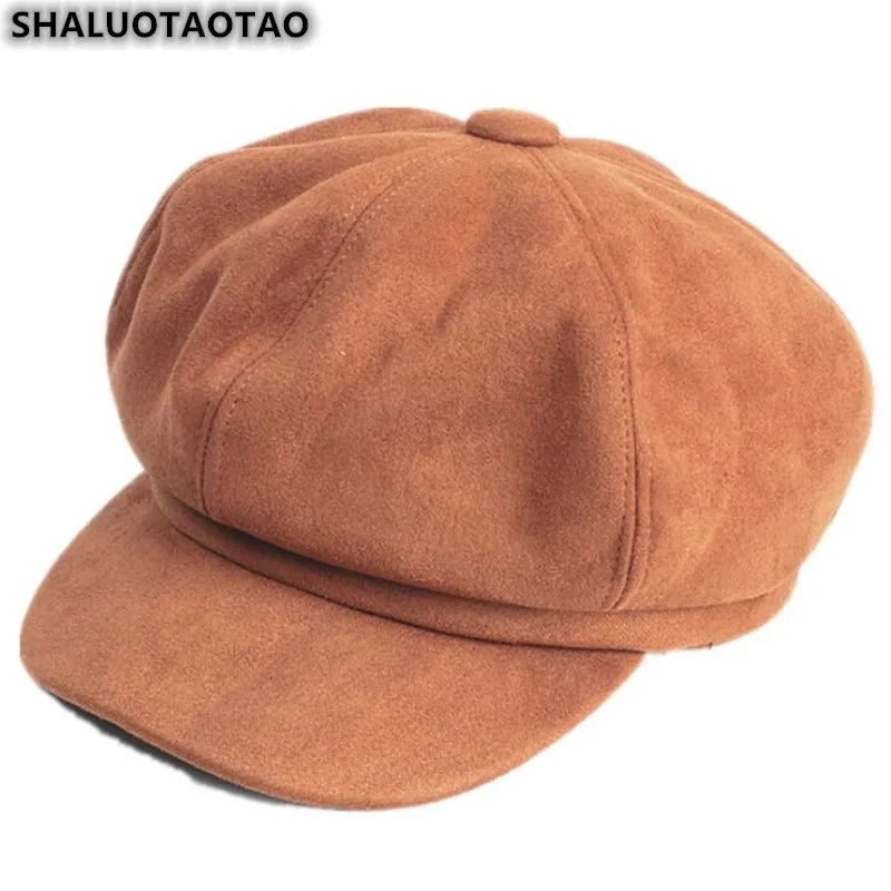 SHALUOTAOTAO Модные женские шапки осень-зима модные замшевые кепки газетчика Снэпбэк