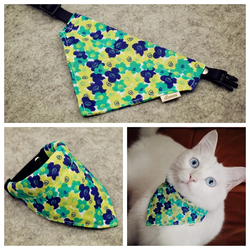 

Green Floral Pet Cats and Dogs Triangle Saliva Collar Bib Big Dog Satsuma Pet Accessories