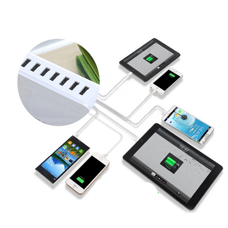 Дорожная зарядная розетка с 7 USB портами настенное зарядное устройство для iPhone