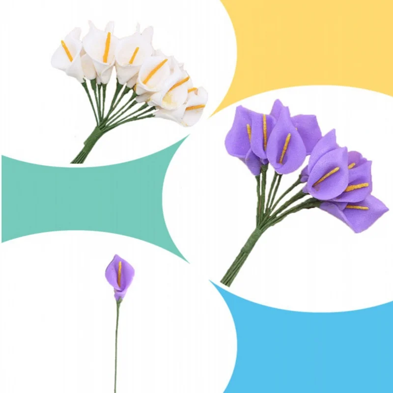 12 pcs Мини пена Калла Павлиньего хвоста ручная работа искусственные цветы