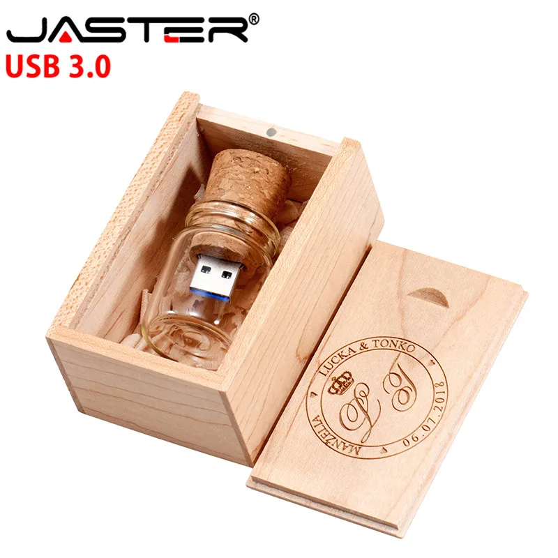 JASTER USB 3 0 логотип клиент стеклянная бутылка для дрифта пробковая + деревянная