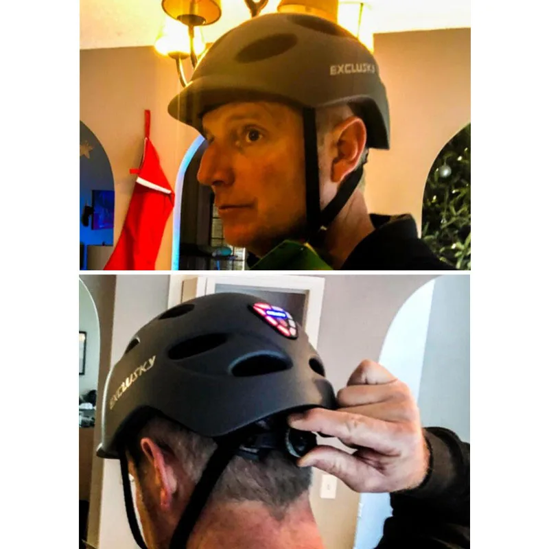 

EXCLUSKY Road Cycling Helmet City Helmet Red Bike Bicycle Outdoor Safety Sport Cap With Led Light USB Charging Size 56~61cm E