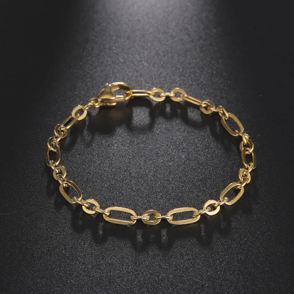 Likegreat нержавеющая сталь звено цепи браслет цвета: золотистый серебристый Цвет Коренастый КУБИНСКИЙ