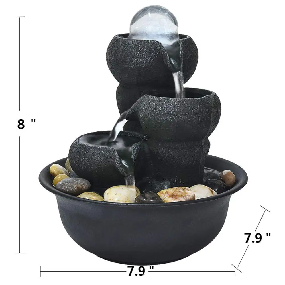 Настольный фонтан воды с светодиодный шар для офиса маленький Портативный Feng Shui