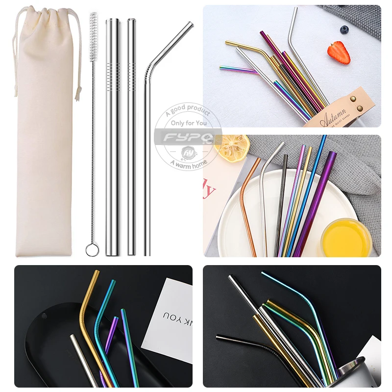 Fypo питьевой набор соломинок аксессуары для бара многоразовые из нержавеющей