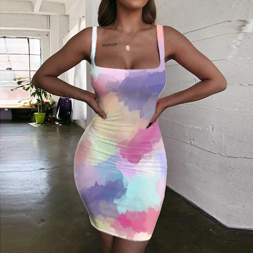 

Giyu Brand Colorful Dresses Women Graffiti Vestido Sexy Art Ladies Dresses Psychedelic Sundress Womens Clothing Mini Evening