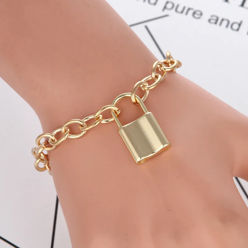 Хип-хоп висячий замок подвеска браслет для женщин мужчин ювелирные изделия цепи