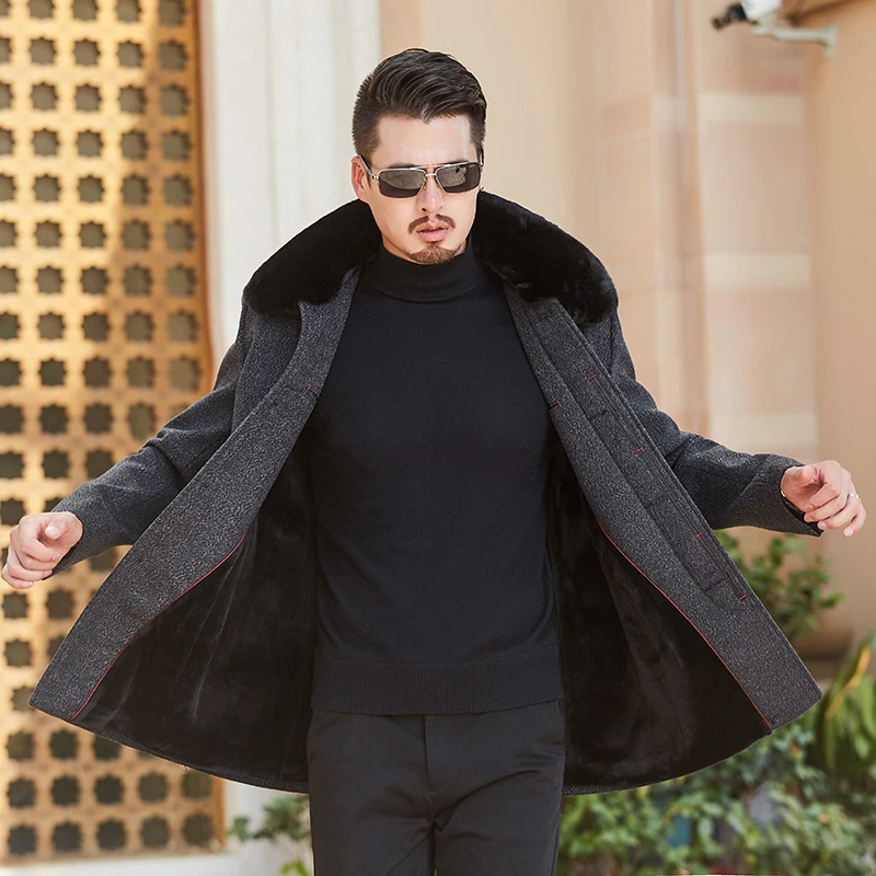 Зимняя шерстяная куртка мужское шерстяное облегающее пальто в повседневном