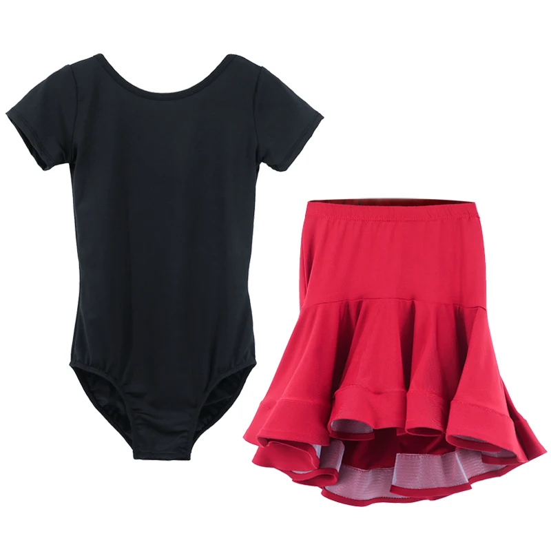 Гимнастическое трико с короткой юбкой платье для латиноамериканских танцев