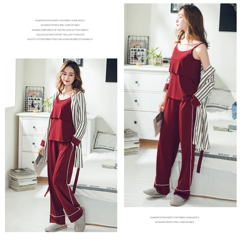 3 шт./компл. хлопковая одежда для сна беременных ночная рубашка кормящих мам