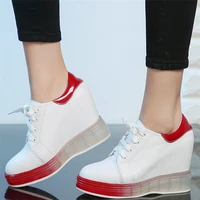 platform pumps shoes women lace up genuine leather wedges high heel ankle boots female round toe fashion sneakers casual shoes