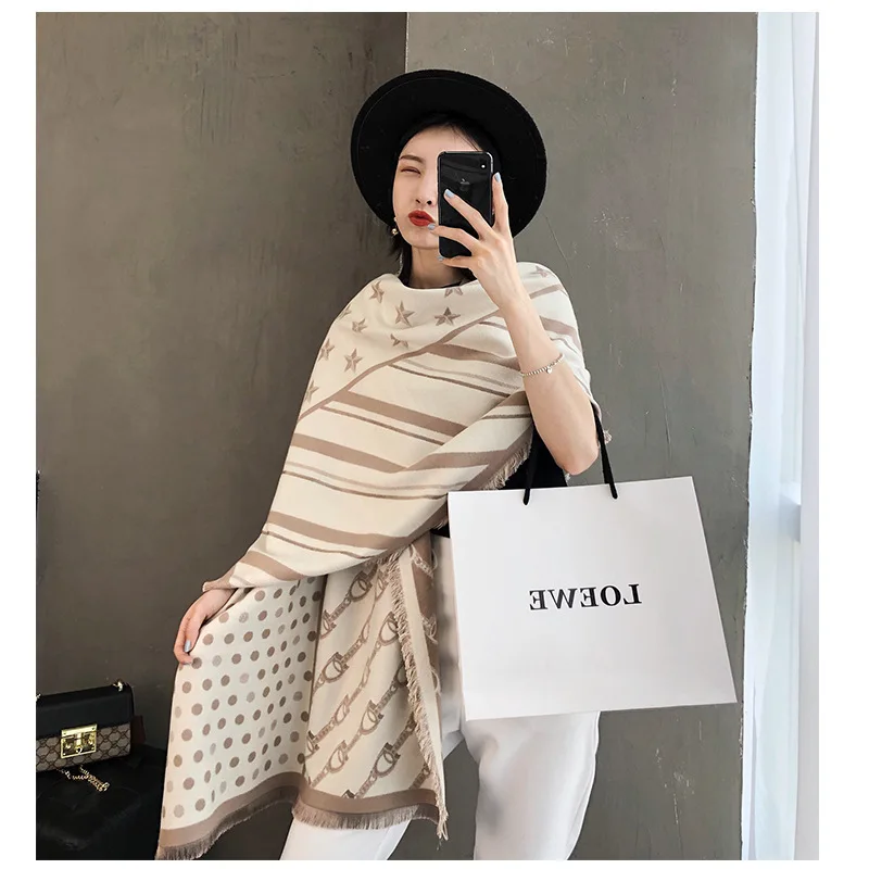 

2020 Luxury Brand Women Cashmere Scarf Winter Pashmina Warm Shawls And Wraps Lady Foulard Thick Blanket Neck Scarves Bufanda