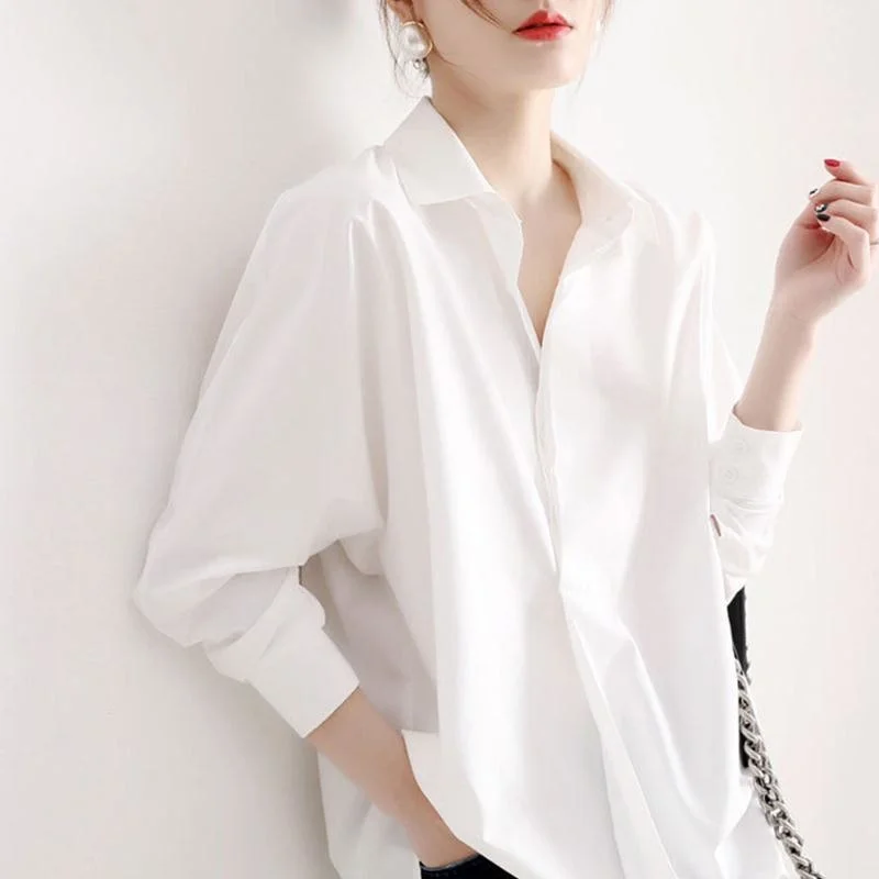 

Women's white shirt retro spring long sleeves top ropa mujer chaqueta zaraing woman 2021 new fashion