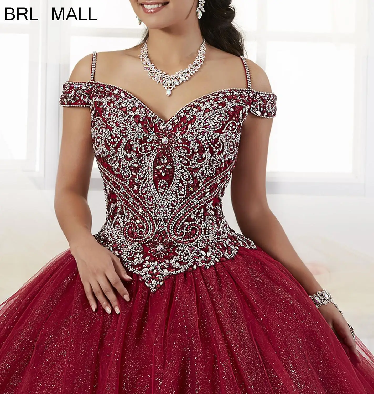 Тяжелое вышитое бисером кристаллы бордовые платья Quinceanera бальные сладкий 16 для