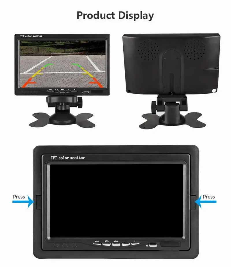 XYCING Универсальный 7 ''800*480 цветной TFT ЖК-экран монитор, автомобильный монитор заднего вида комплект 2 видеовхода для автомобильных мониторов заднего вида