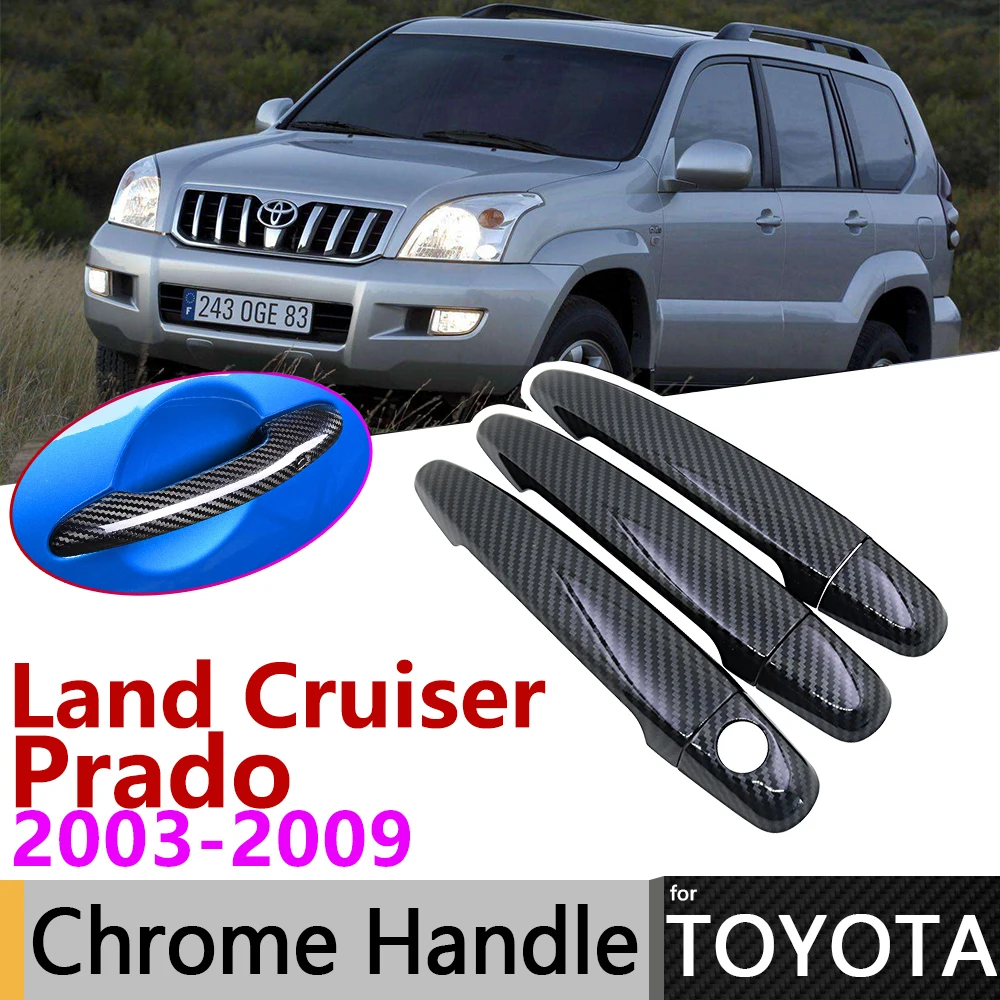 Черная накладка на дверную ручку из углеродного волокна для Toyota Land Cruiser Prado 120 J120